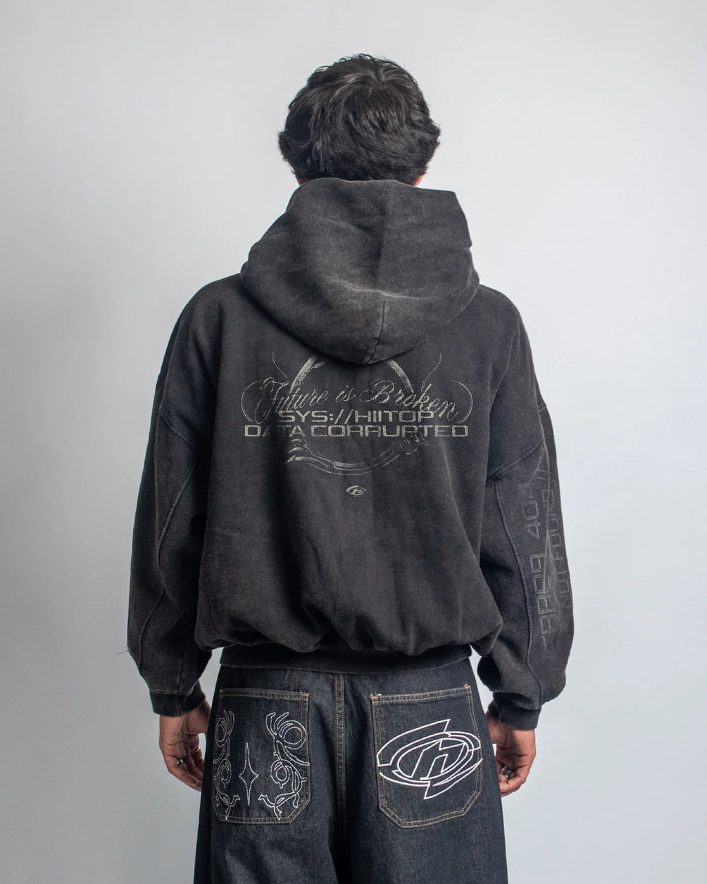 DOBLE ZIP HOODIE BLACK ERROR 404 - HIITOP