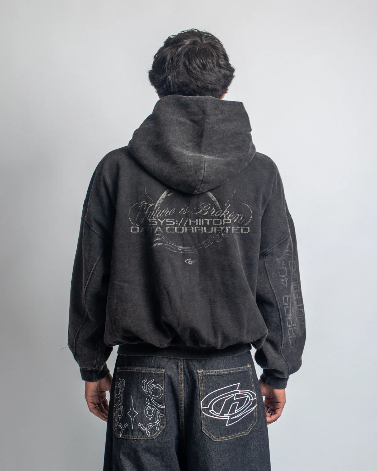 DOBLE ZIP HOODIE BLACK ERROR 404 - HIITOP