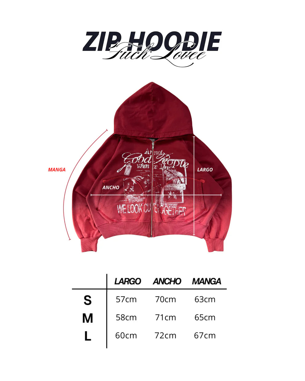 FUCK LOVE RED - ZIP HOODIE BETTER NOW