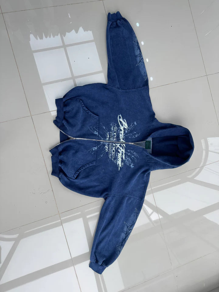 DOBLE ZIP HOODIE BLUE BREAK FRAME - HIITOP