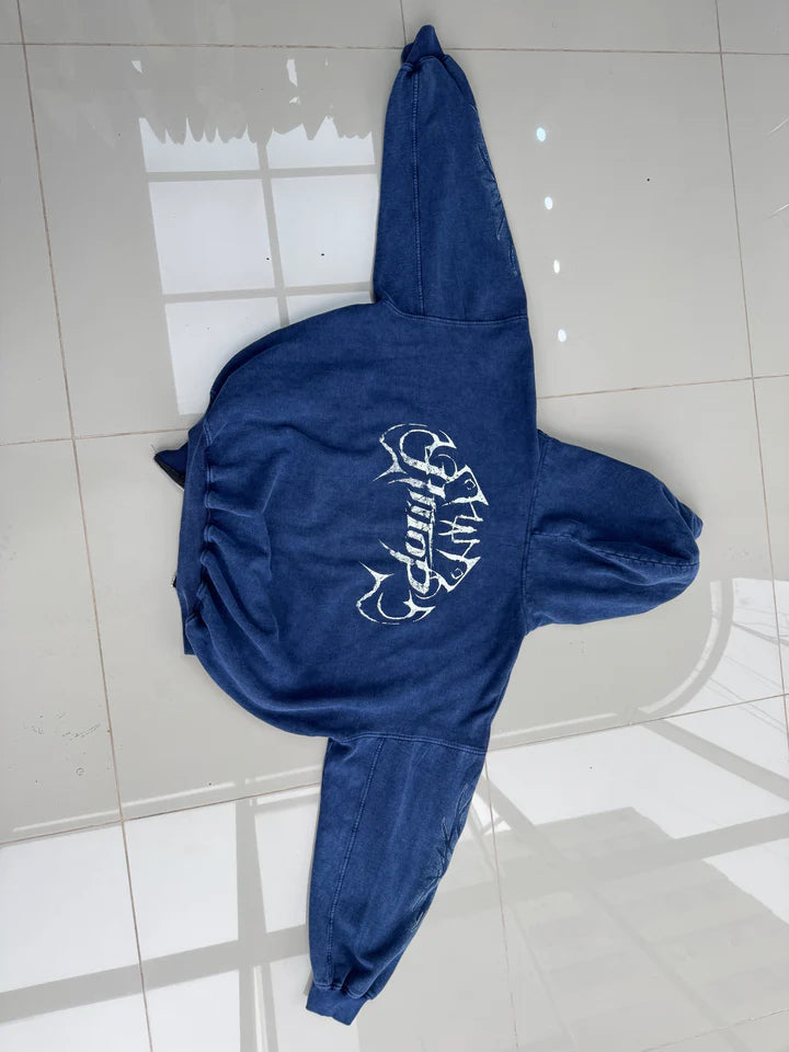 DOBLE ZIP HOODIE BLUE BREAK FRAME - HIITOP
