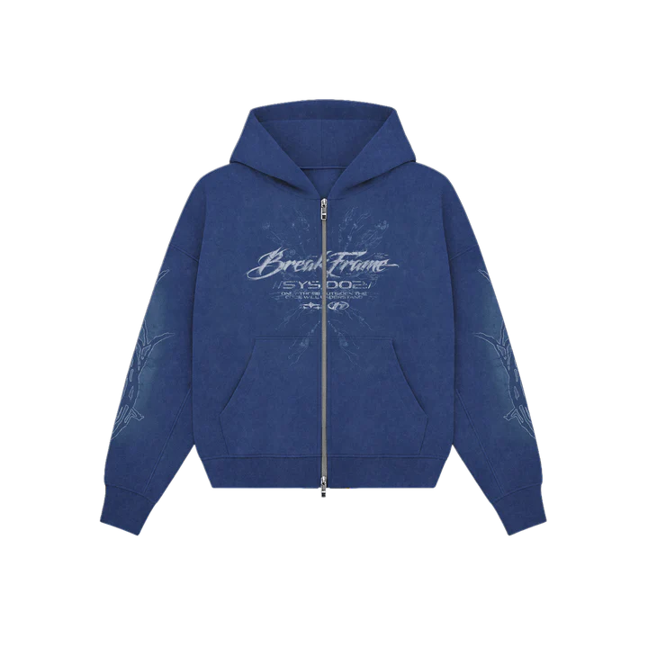DOBLE ZIP HOODIE BLUE BREAK FRAME - HIITOP