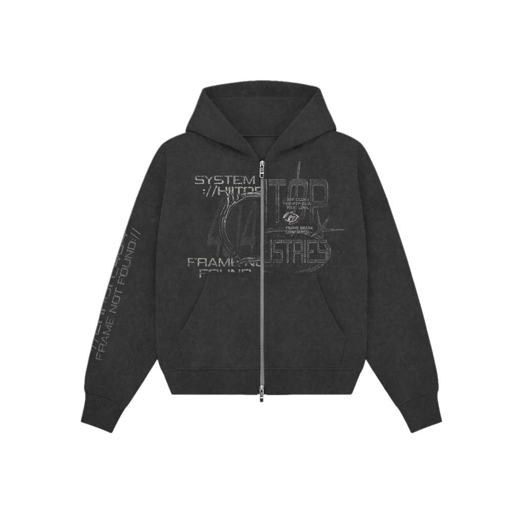 DOBLE ZIP HOODIE BLACK ERROR 404 - HIITOP