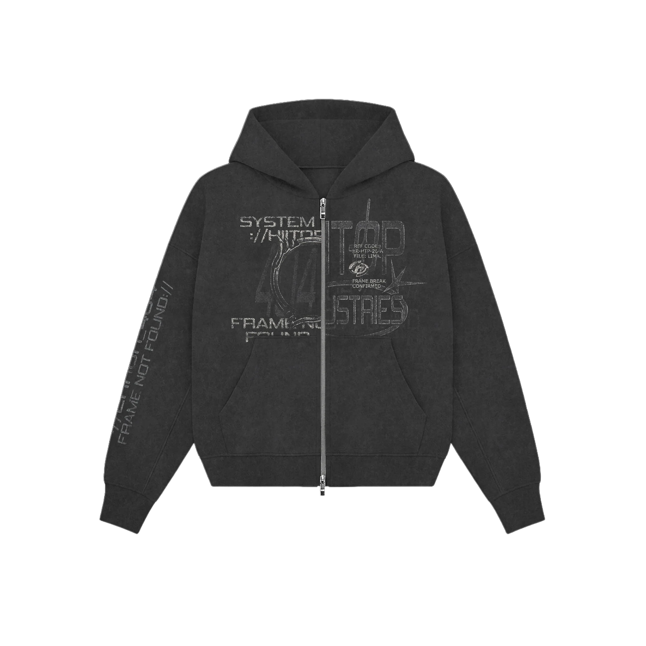 DOBLE ZIP HOODIE BLACK ERROR 404 - HIITOP