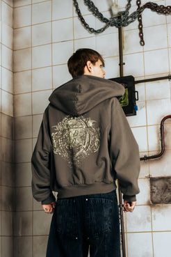 DOBLE ZIP HOODIE BOXY FIT - FRACTURE GREY
