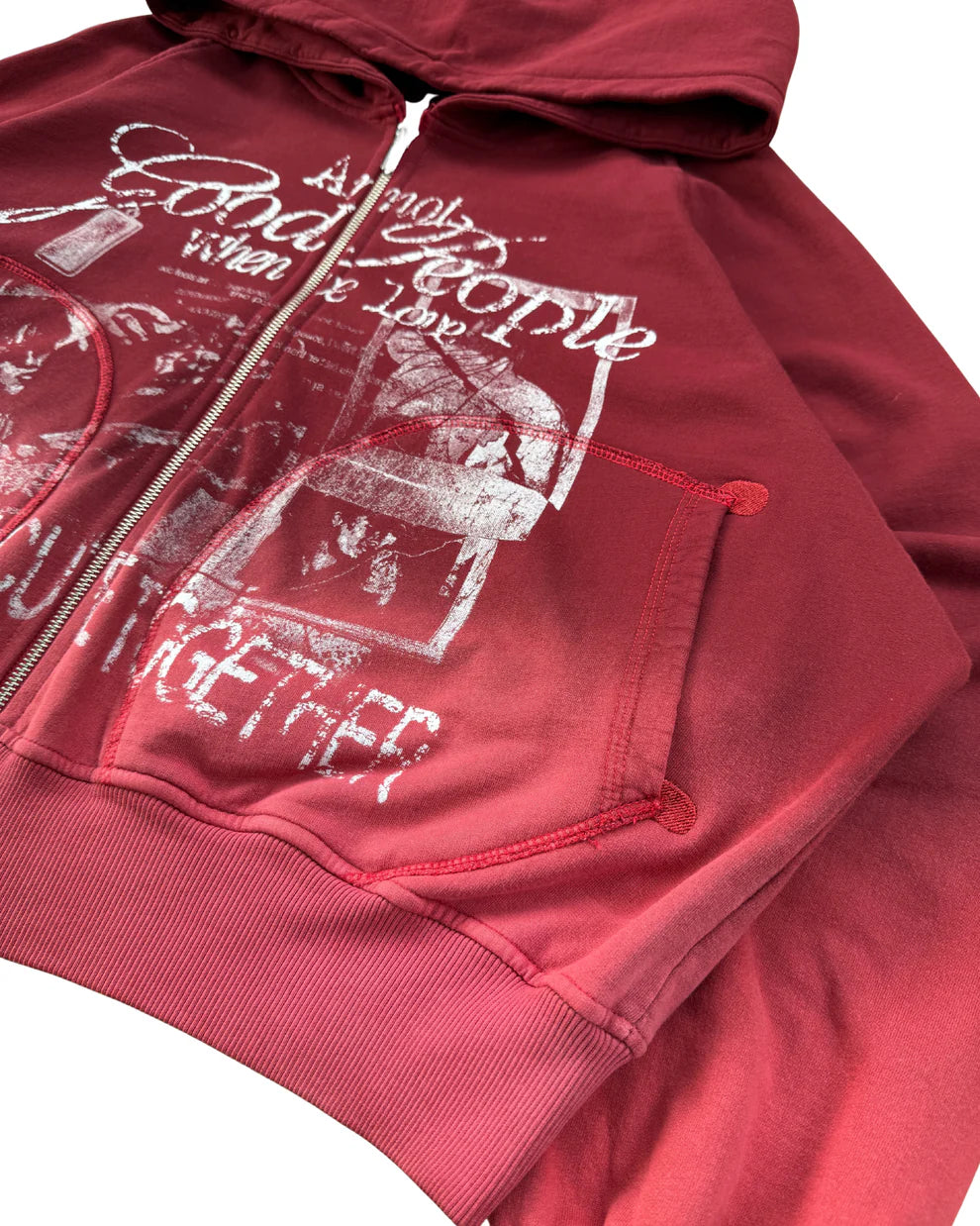 FUCK LOVE RED - ZIP HOODIE BETTER NOW